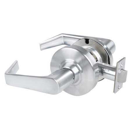 SCHLAGE Grade 2 Passage Cylindrical Lock with Field Selectable Vandlgard, Saturn Lever, Non-Keyed, Satin Chr ALX10 SAT 626AM